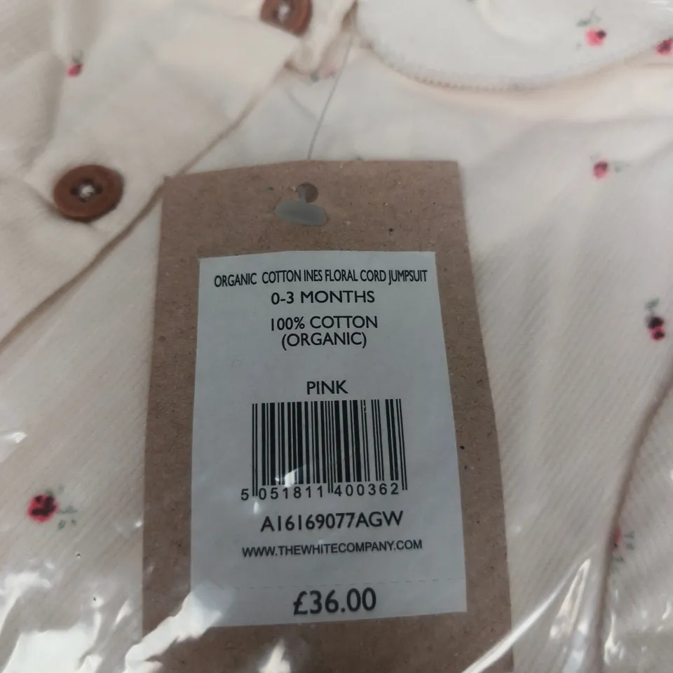 THE WHITE COMPANY ORGANIC COTTON FLORAL CORD JUMPSUIT – PINK, 0-3 MONTHS