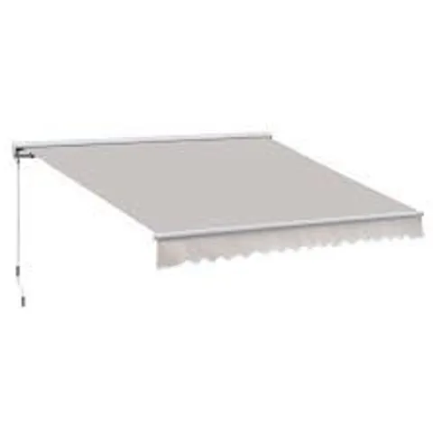 BOXED OUTSUNNY 3.5X2.5M RETRACTABLE MANUAL/ELECTRIC AWNING - CREAM WHITE/WHITE (1 BOX)