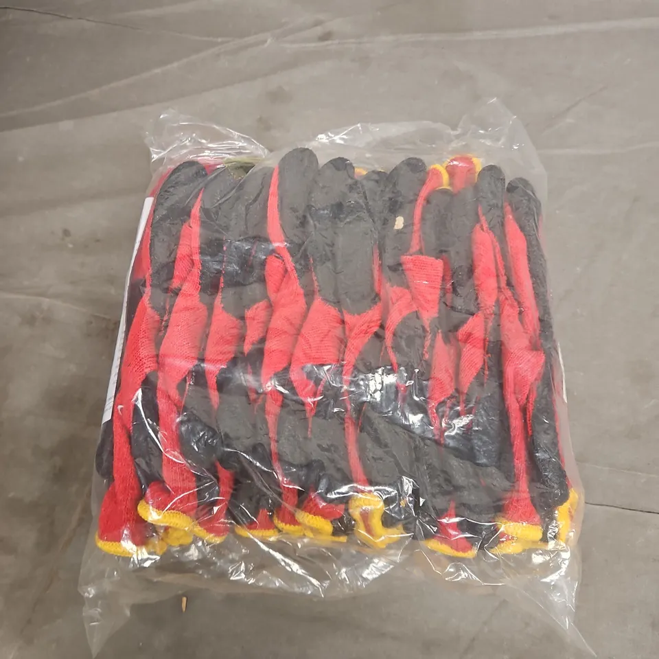 9 PACKS OF 12 PAIRS OF SUPERTOUCH HANDLER GLOVES IN RED/BLACK