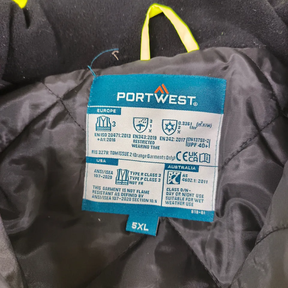 PORTWEST HIGH-VISIBILITY JACKET – YELLOW, 5XL