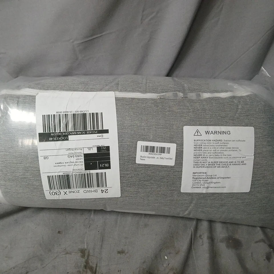 BABY TRAVEL BED – GREY FABRIC PORTABLE BED 