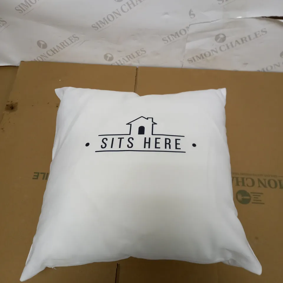 PERSONILISED 'SITS HERE' CUSHION RRP £19.99