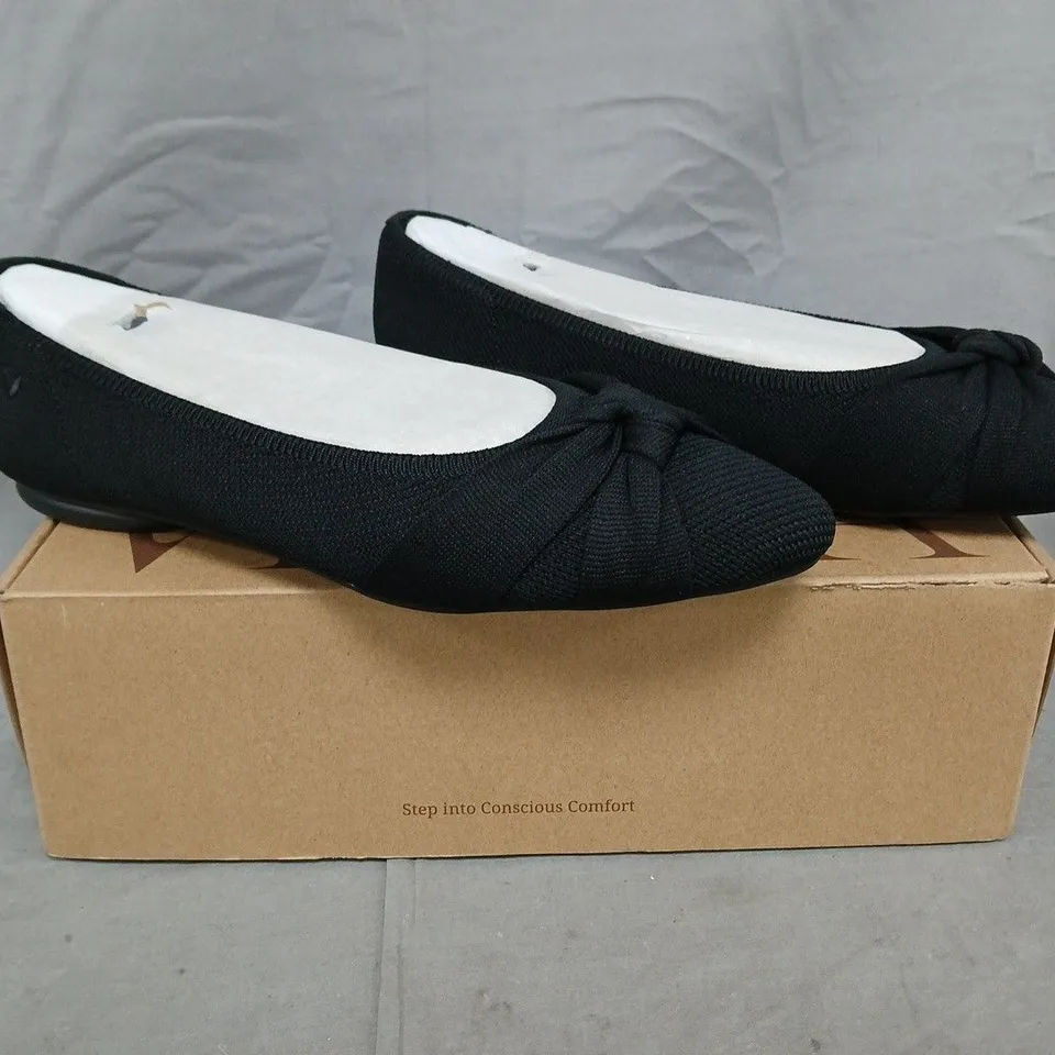 BOXED PAIR OF VIVAIA SLIP-ON SHOES IN BLACK SIZE UK 7