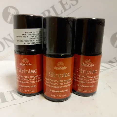 BOX OF APPROX 20 X 8ML ALESSANDRO STRIPLAC PEEL-OFF UV LED NAIL POLISH #510 FLAMING SPIRIT 