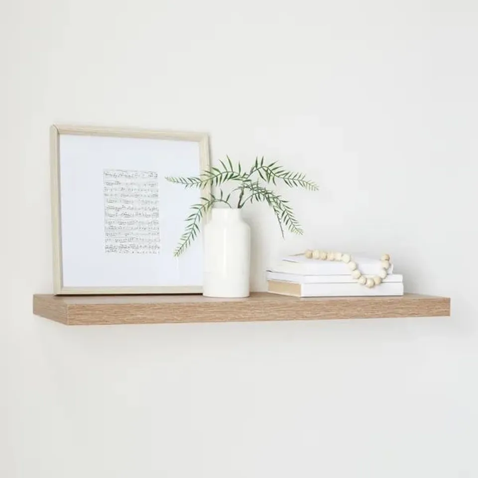 BOXED 40CM FOLDING SHELVES (SET OF 2) - OAK (1 BOX)