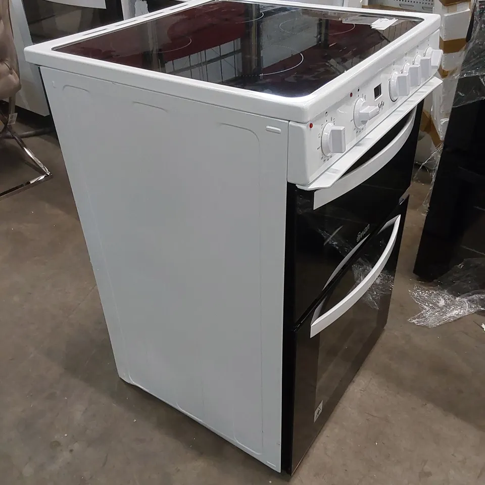 SWAN SX16730W 60cm WIDE DOUBLE OVEN ELECTRIC COOKER WITH CERAMIC HOB - WHITE RRP £349