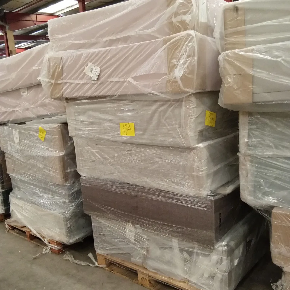 PALLET OF ASSORTED DESIGNER DIVAN BASES, SIZES AND SETS VARY