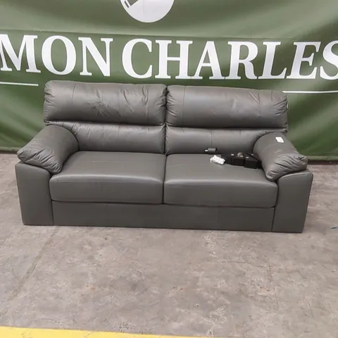 AMBROSE LEATHER 3 SEATER SOFA - ELEPHANT GREY 