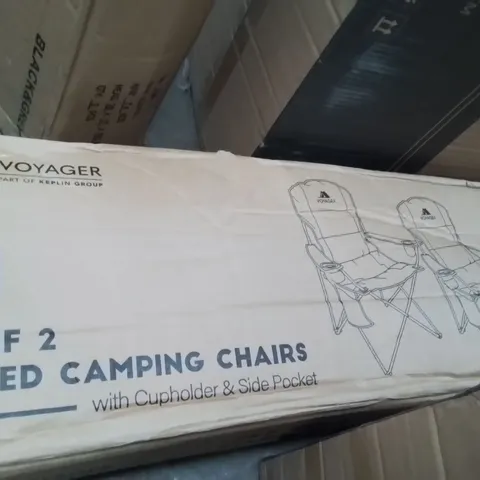BOXED VOYAGER SET OF 2 PADDED CAMPING CHAIRS GREY