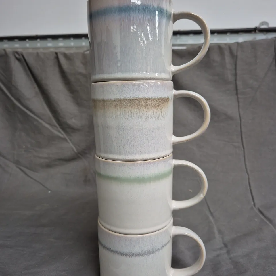 ELEMENTS SET OF 4 REACTIVE GLAZE STACKING MUGS 