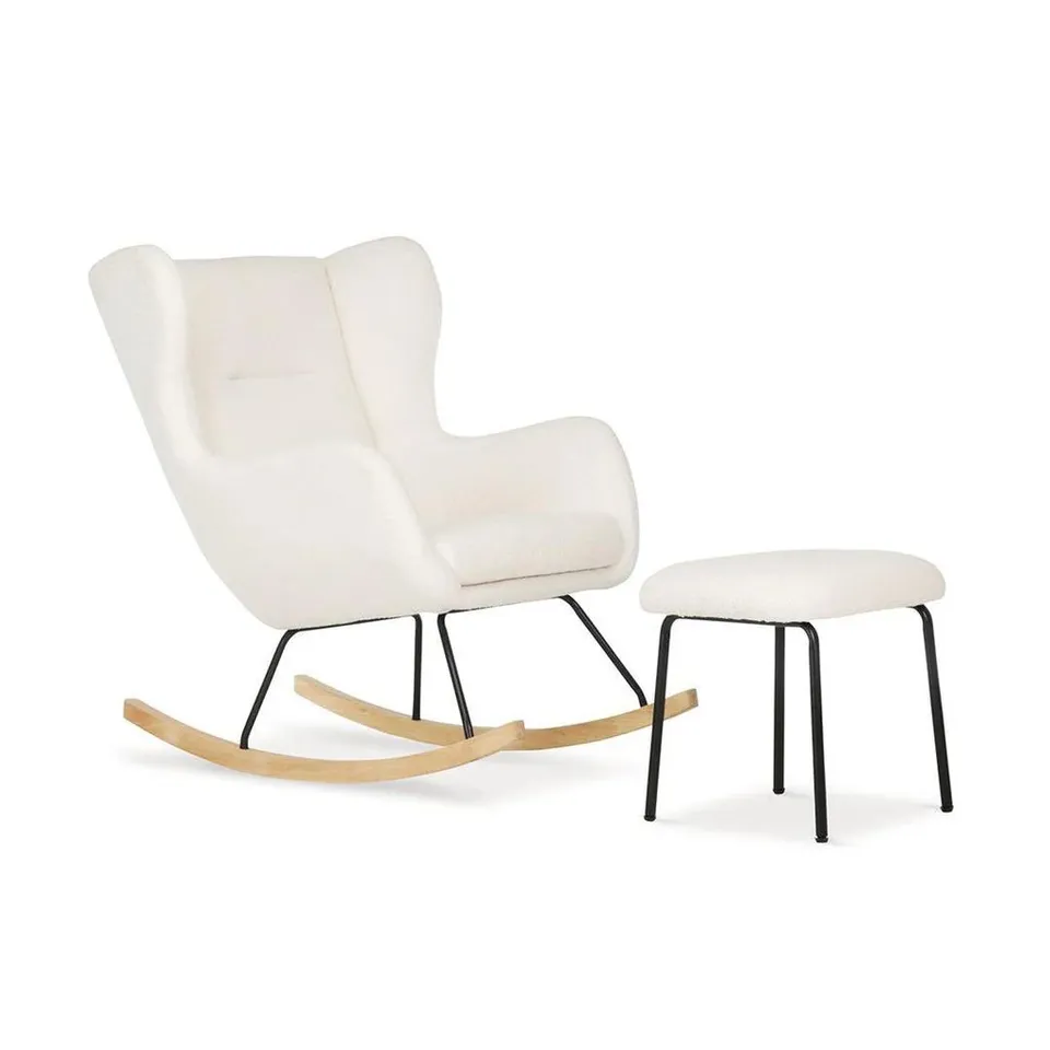 BOXED CUDDLECO MARLEY NURSING CHAIR AND FOOTSTOOL - TEDDY OFF WHITE (1 BOX)