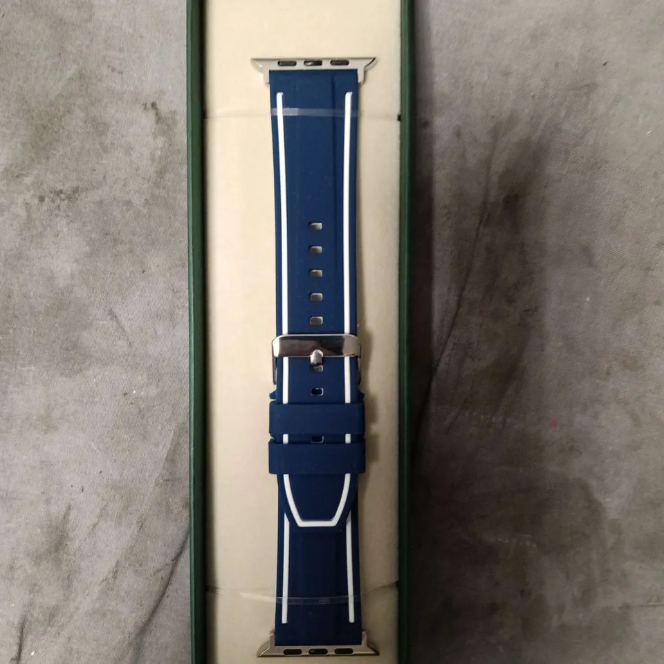 THE BRIDGE WATCH STRAP – BLUE SILICONE WITH SILVER BUCKLE 
