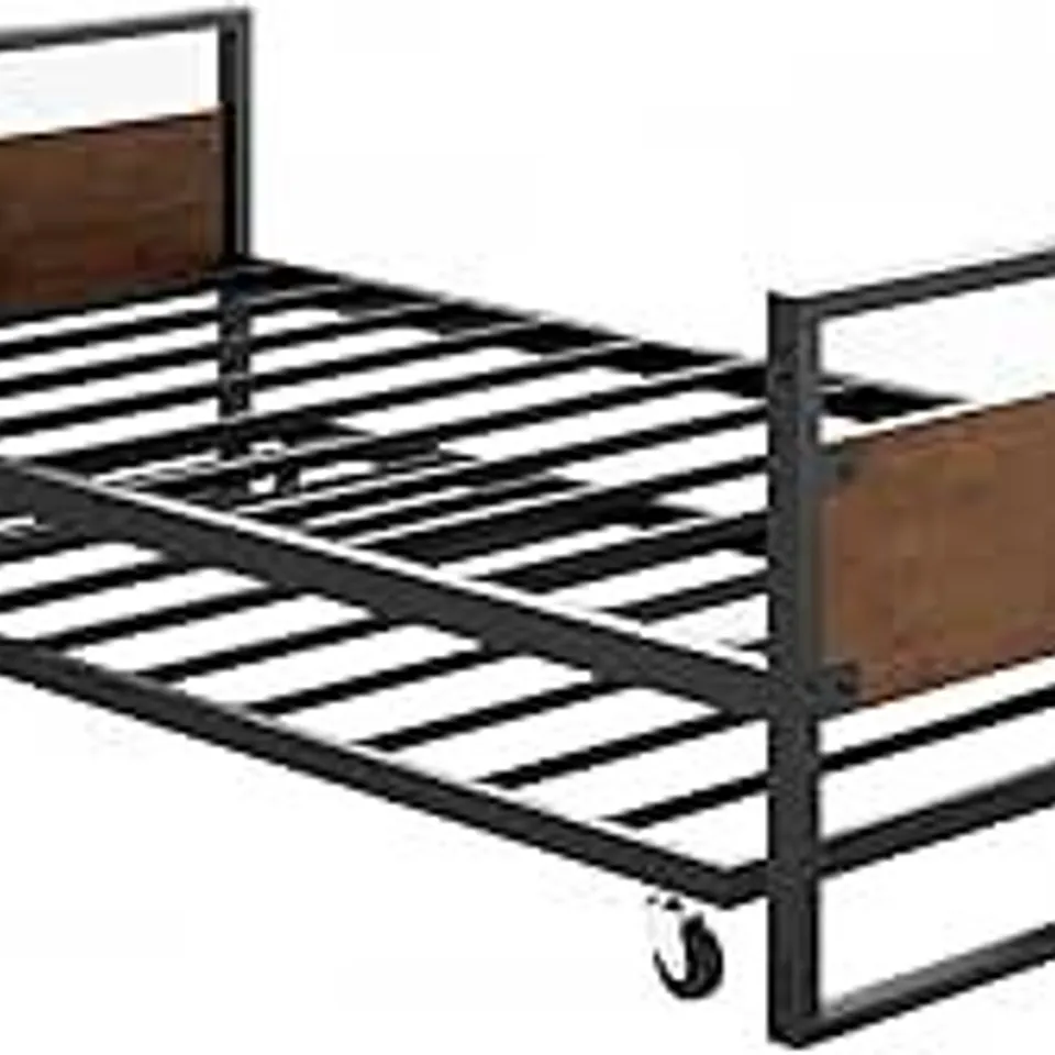 BOXED ZINUS SUZANNE METAL BED FRAME - BLACK/PINE // SIZE: SINGLE (1 BOX)