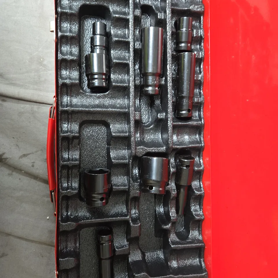 RED SOCKET SET IN CARRYING CASE WITH FOAM INSERTS - NOT COMPLETE SET