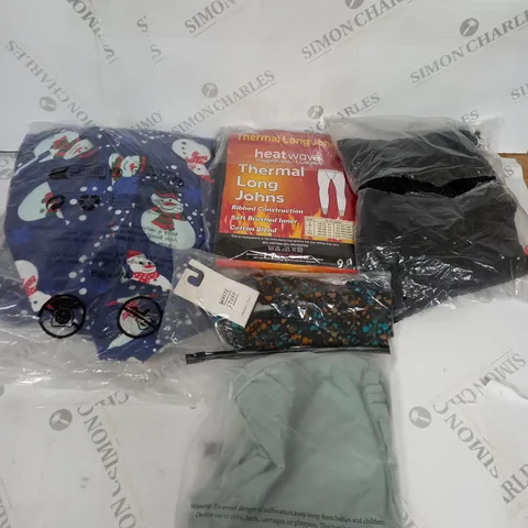 LARGE BOX OF ASSORTED CLOTHING ITEMS IN VARIOUS COLOURS AND SIZES INCLUDING TROUSERS , TOPS AND JUMPERS