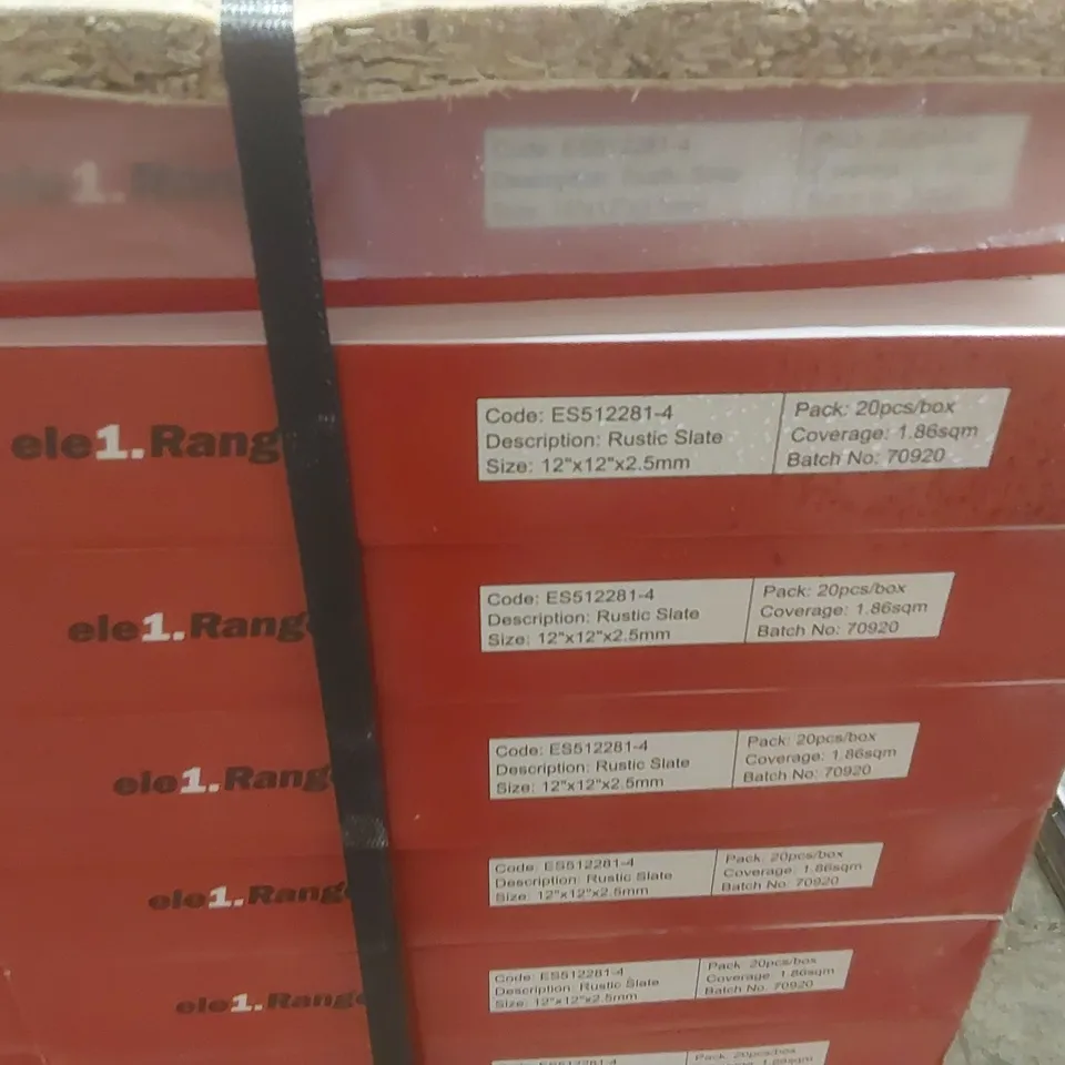 PALLET CONTAINING APPROXIMATELY 108x PACKS OF BRAND NEW ELETILE ELEI RANGE RUSTIC SLATE 1.86M² PP