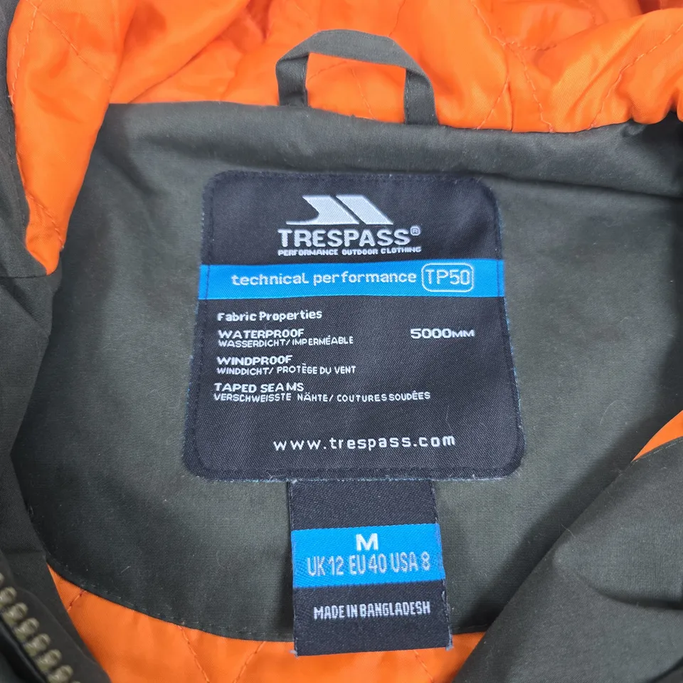 TRESPASS PARKA JACKET – TECHNICAL WATERPROOF/WINDPROOF, SIZE M (UK 12)