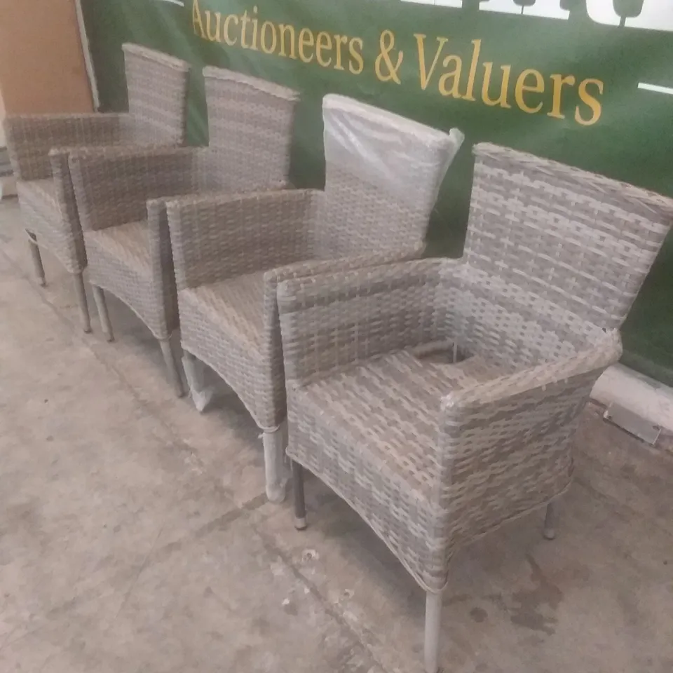 X4 RATTAN EFFECT GARDEN CHAIRS GREY