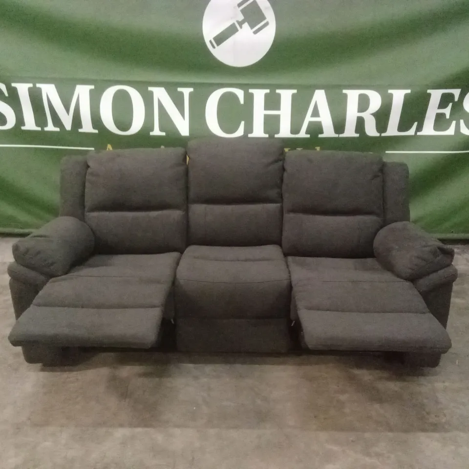 ALBION FABRIC 3 SEATER HIGH BACK MANUAL RECLINER SOFA - CHARCOAL RRP £749