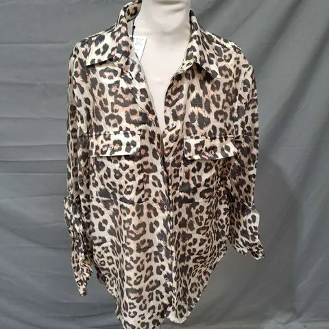 ZARA SHEER SHIRT IN LEOPARD SIZE M