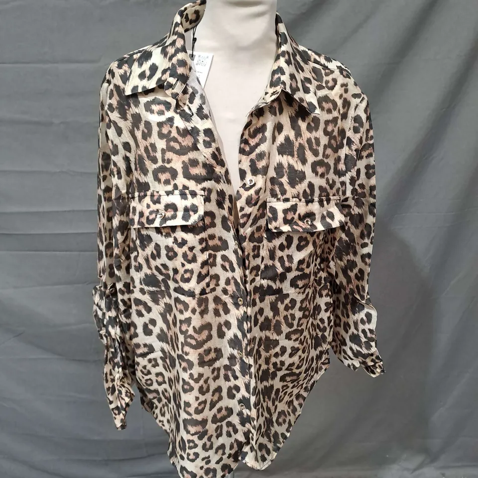 ZARA SHEER SHIRT IN LEOPARD SIZE M