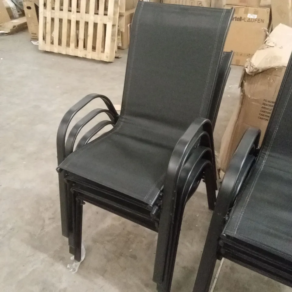 SET OF 4 OUTDOOR STACKABLE GARDEN DINING CHAIRS