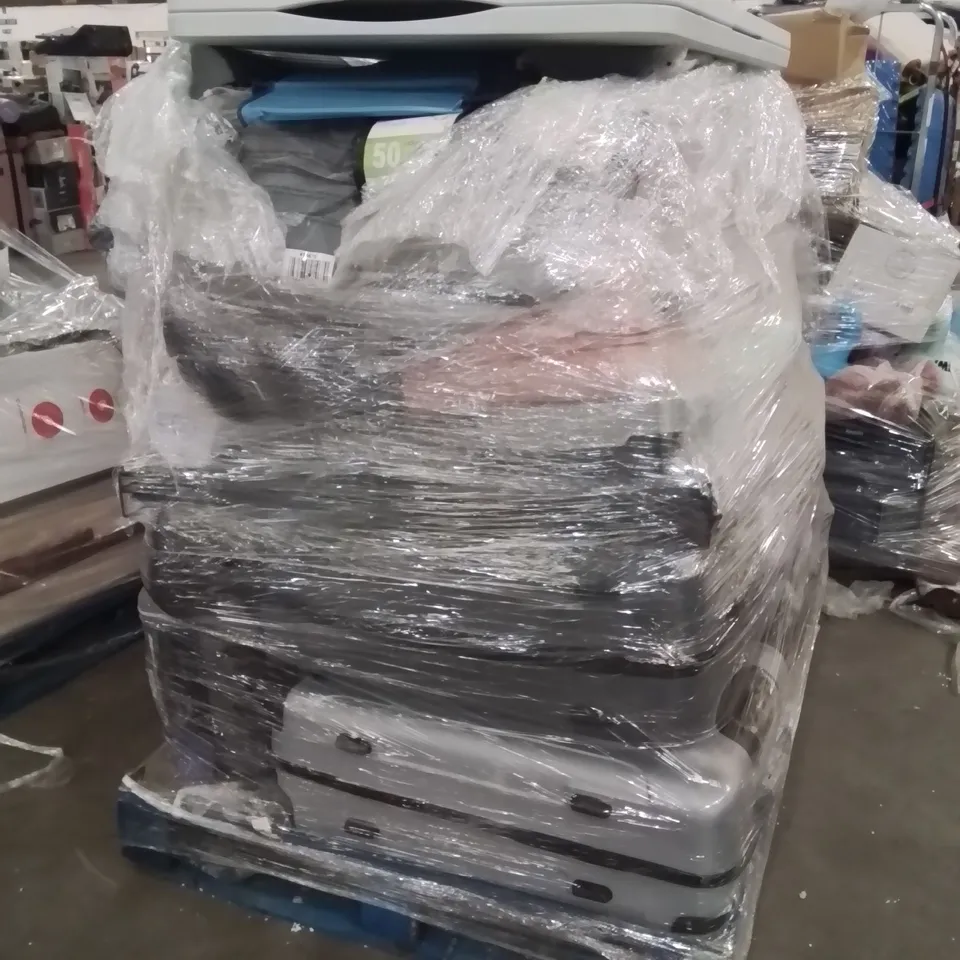 PALLET OF SUITCASES AND OTHER HOUSEHOLD GOODS TO INCLUDE;FOLDING TABLE,YOGA MATS