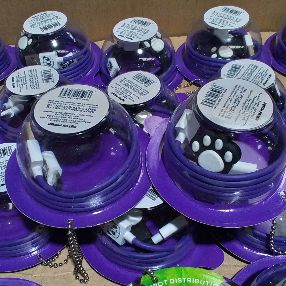 LOT OF APPROXIMATELY 225 PATCH PANDA 1M MICRO USB CABLES - PURPLE