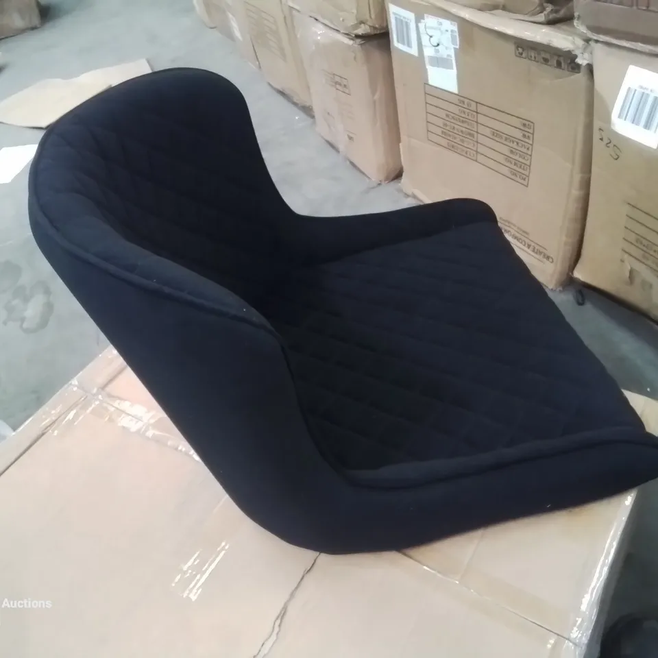 BOXED 2 BLACK FABRIC UPHOLSTERED SOFT VELVET CHAIRS (1 BOX )