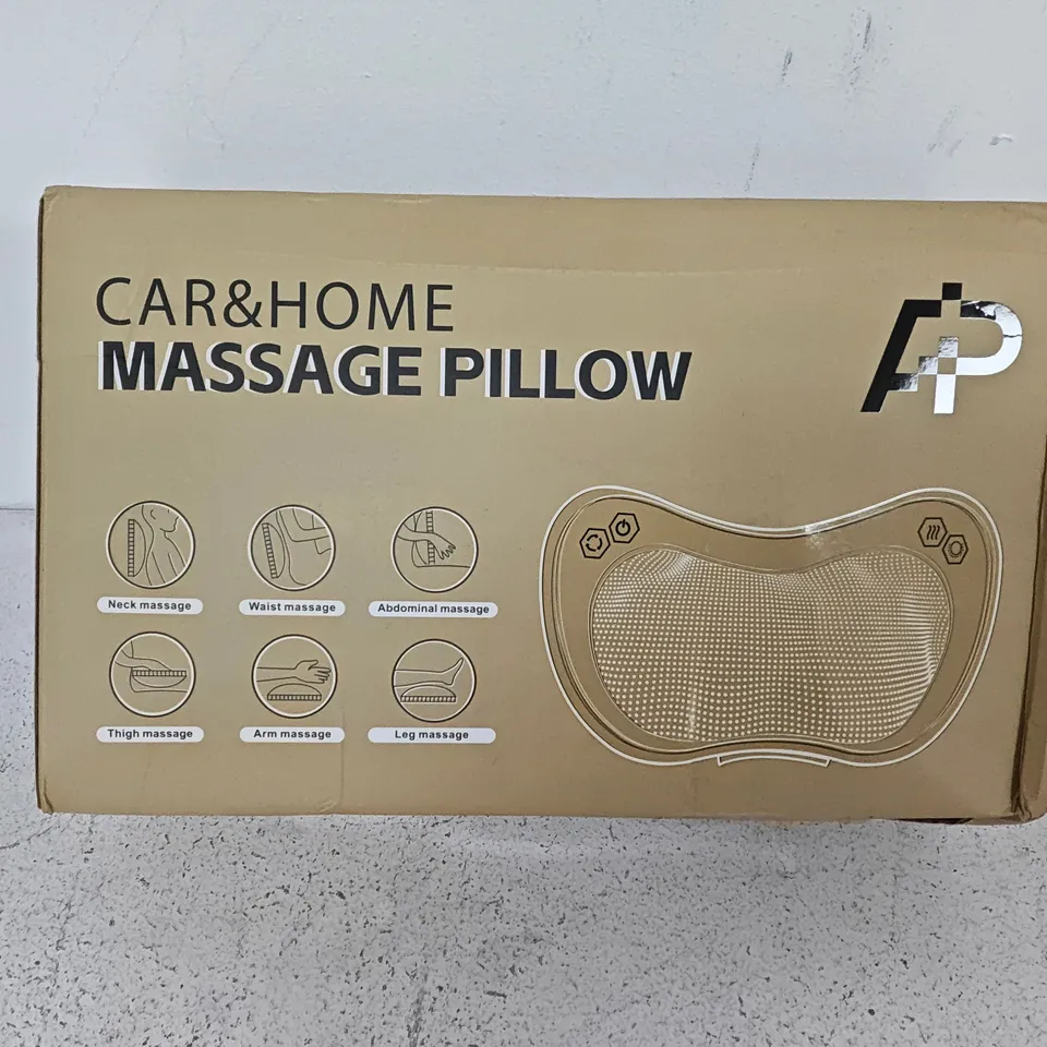 AP CAR & HOME MASSAGE PILLOW – NECK/BACK MASSAGE CUSHION WITH ADAPTERS