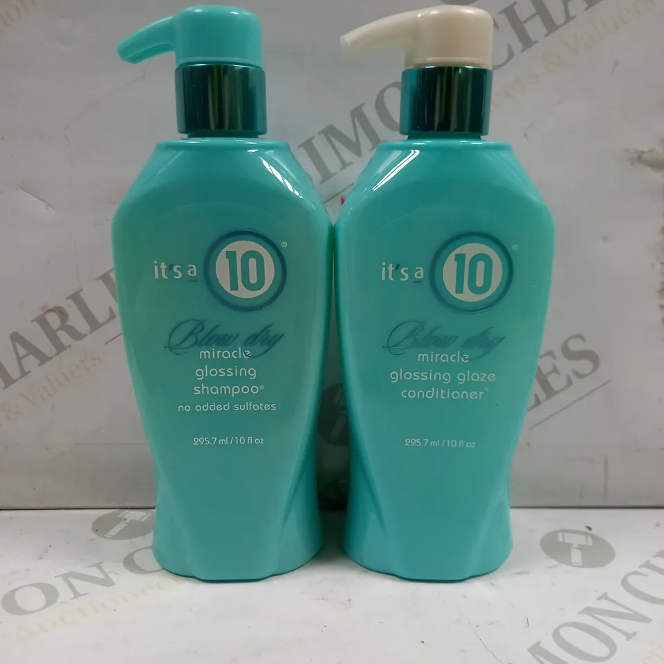 ITS A 10 BLOW DRY MIRACLE GLOSSING SHAMPOO & CONDITIONER - 2 X 295ML