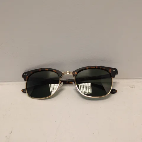 AE X KIMORN - TORTOISESHELL SUNGLASSES WITH GOLD-TONE FRAME, GREEN LENSES (CLUB-MASTER-STYLE)