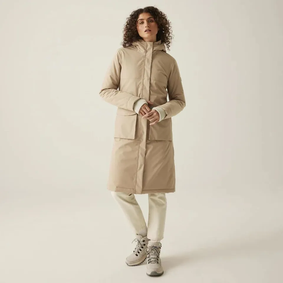 REGATTA WOMENS YARLI WATERPROOF LONGLINE WINTER JACKET WARM TAUPE - UK SIZE 20