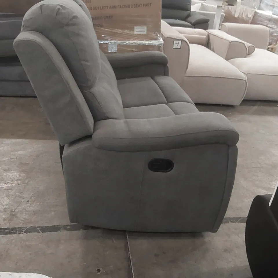 QUALITY DESIGNER 2 SEATER FABRIC UPHOLSTERED MANUAL RECLINER SOFA