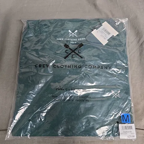 BAGGED CREW CLOTHING COMPANY WAFFLE TEE IN BOTTLE GREEN - MEDIUM