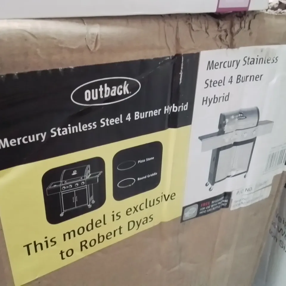 BOXED OUTBACK MERCURY STAINLESS STEEL 4 BURNER HYBRID BARBECUE  