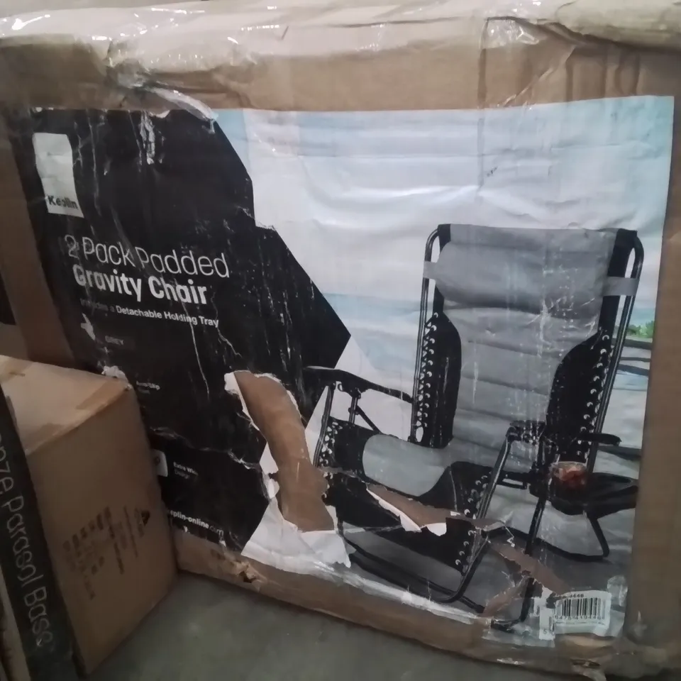 BOXED KEPLIN 2 PACK OF PADDED GRAVITY CHAIRS -GREY-