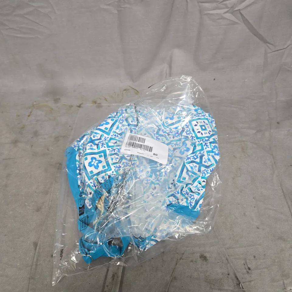 RUTH LANGSFORD HOLIDAY SHOP PRINTED CONTRAST PANEL SWIMSUIT BLUE GEO SIZE 22