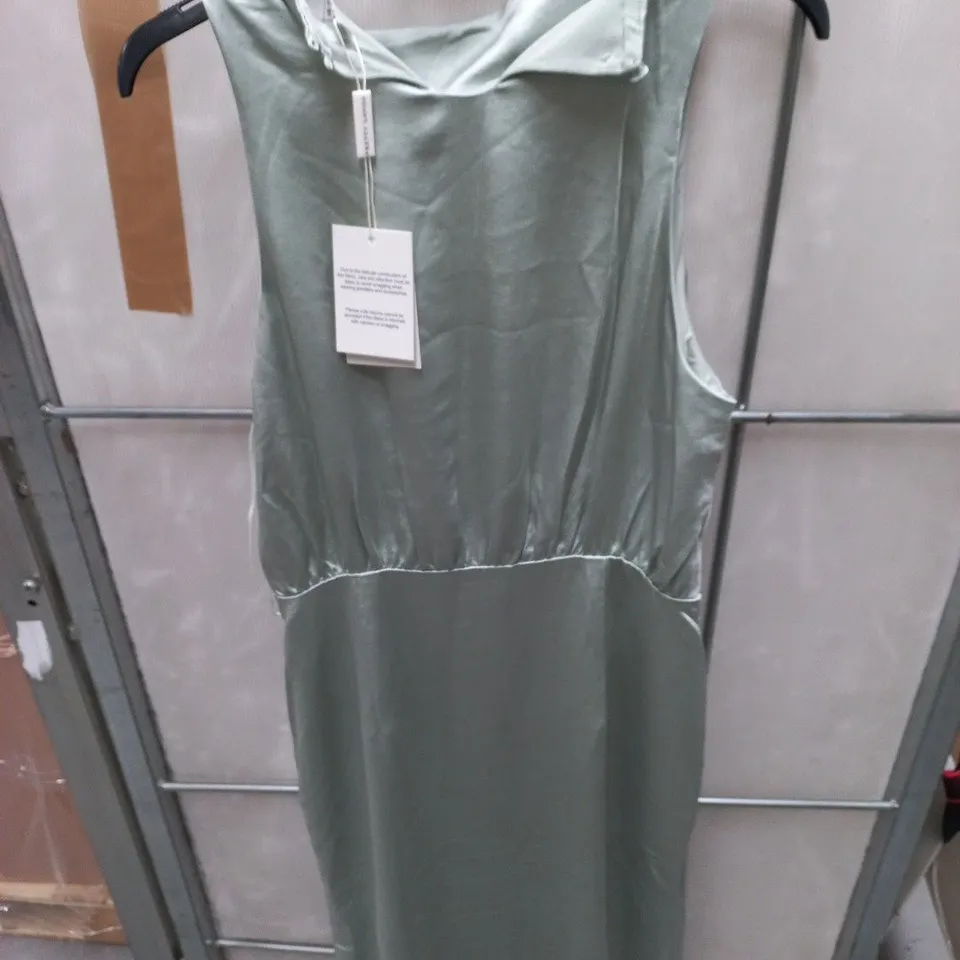 PRETTY LAVISH FARRAH MAXI BRIDESMAID DRESS - SAGE, UK 12