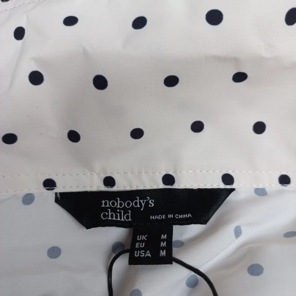 NOBODY’S CHILD WOMEN'S WHITE POLKA DOT JACKET – NAVY DOTS, UK SIZE M