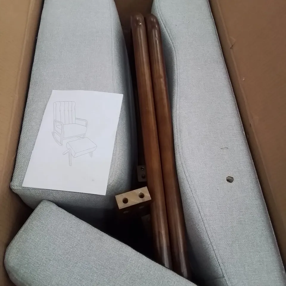 BOXED COSTWAY GREY UPHOLSTERED FABRIC ROCKING CHAIR