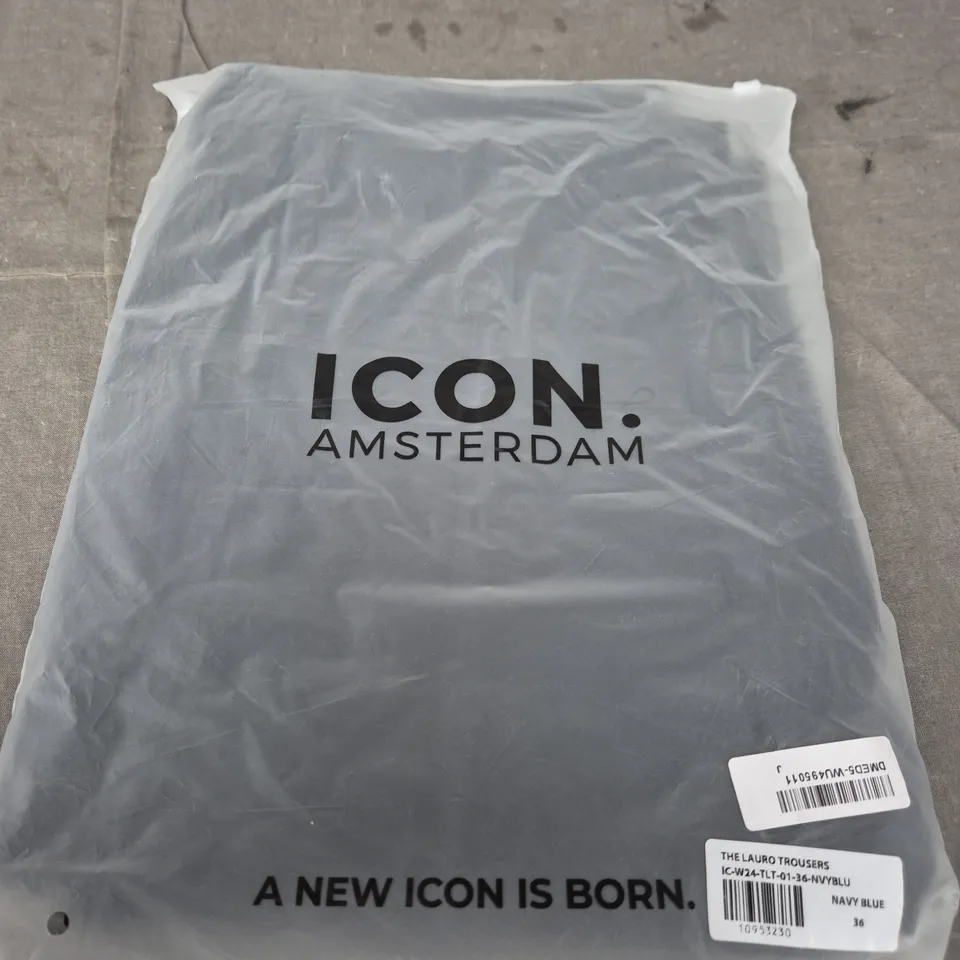 ICON AMSTERDAM THE LAURO TROUSERS – NAVY BLUE, SIZE 36