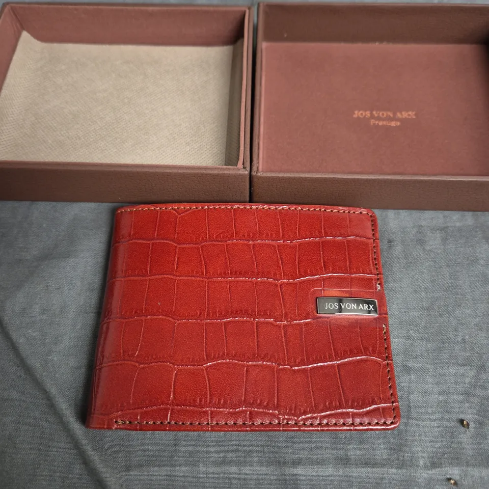 JOS VON ARX RED CROCODILE-EMBOSSED WALLET