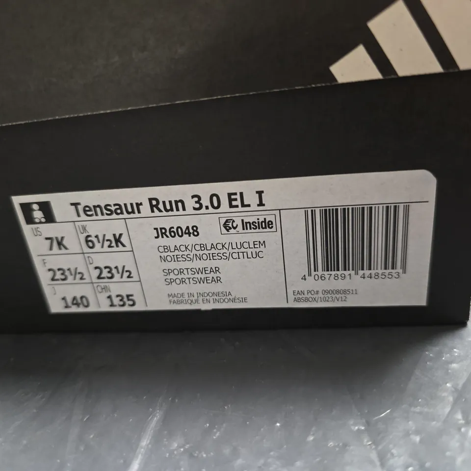 ADIDAS TENSAUR RUN 3.0 EL I KIDS TRAINERS – UK 6.5 (US 7K), NEON LIME & BLACK