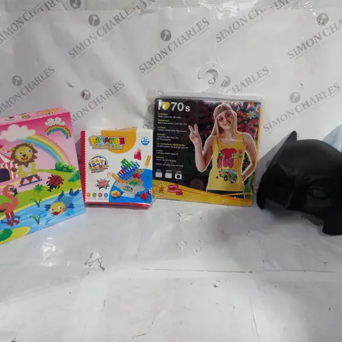 BOX OF APPROX 30 ASSORTED TOYS TO INCLUDE - BALANCE BUILDING BLOCKS - HAMA 4,000 BEADS - BATMAN MASK ECT