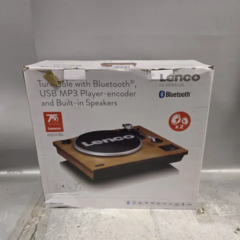 BOXED LENCO TURNTABLE WITH BLUETOOTH AND BUILT IN SPEAKERS - LS-55WA UK