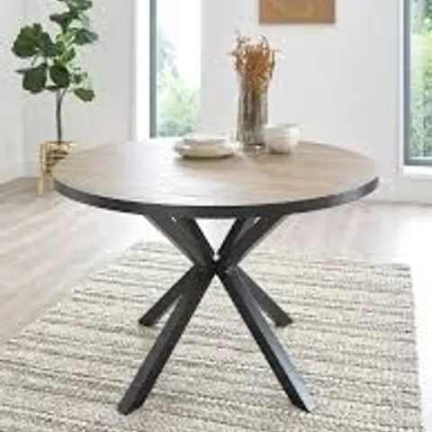 BOXED OSLO 120cm ROUND DINING TABLE - OAK/BLACK (1 BOX)