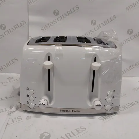 BOXED RUSSELL HOBBS HONEYCOMB 4 SLICE TOASTER - WHITE (1 BOX)