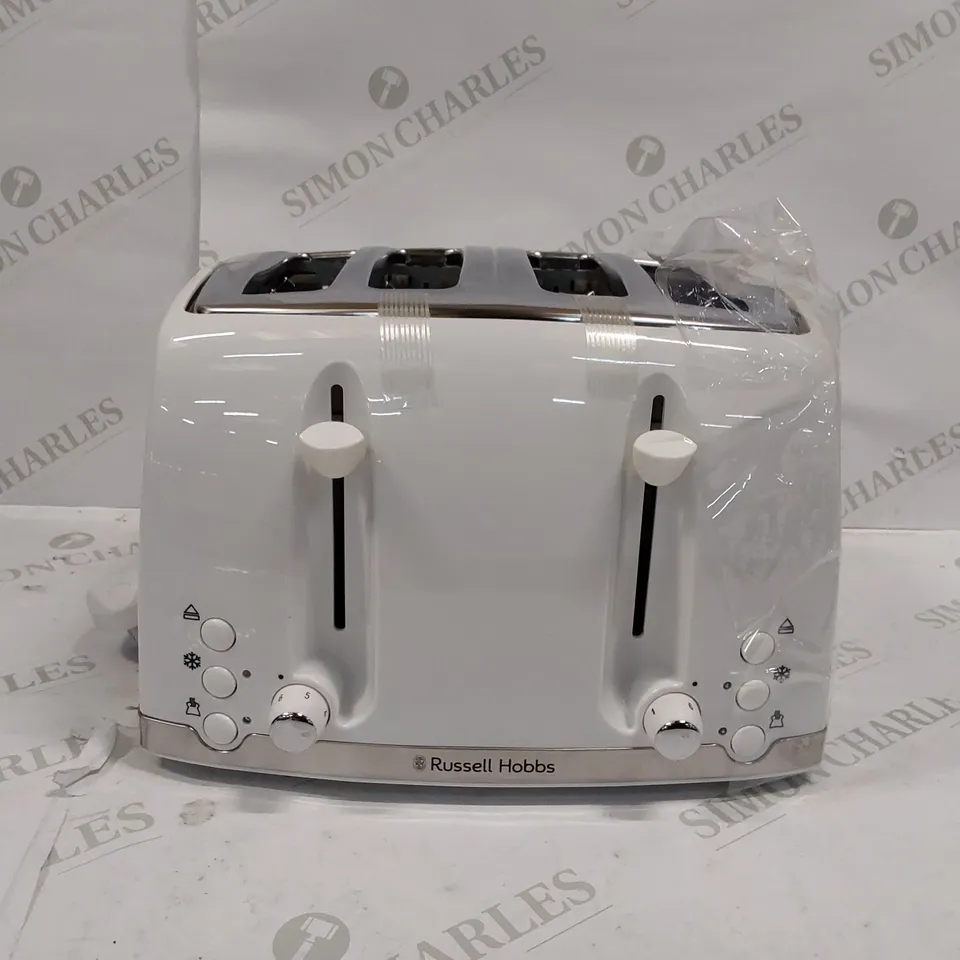 BOXED RUSSELL HOBBS HONEYCOMB 4 SLICE TOASTER - WHITE (1 BOX)