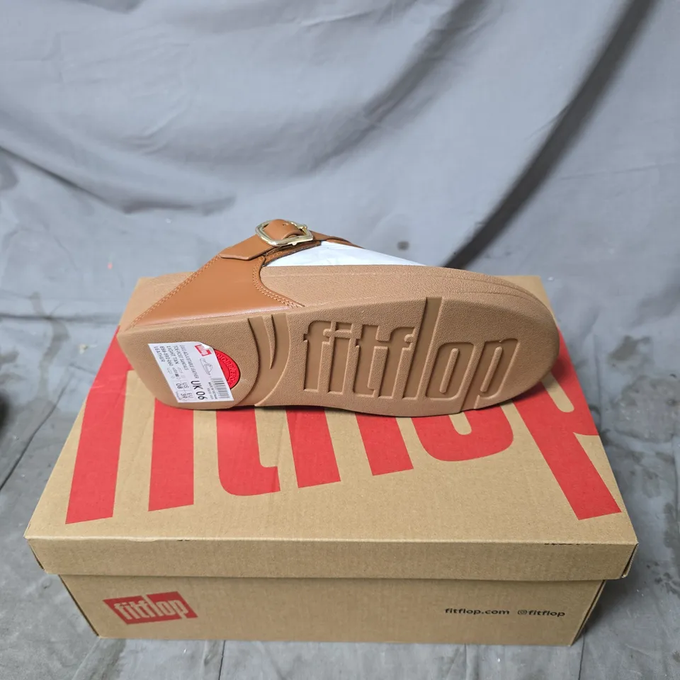 FITFLOP TAN LEATHER BUCKLE-STRAP SANDALS – UK 6, WOMEN